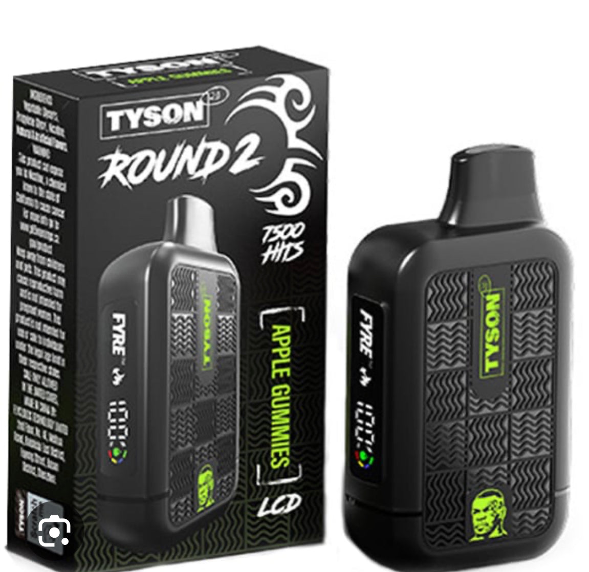 TYSON ROUND 2 7500 PUFF DISPOSABLE VAPE LCD SCREEN 5% NICOTINE